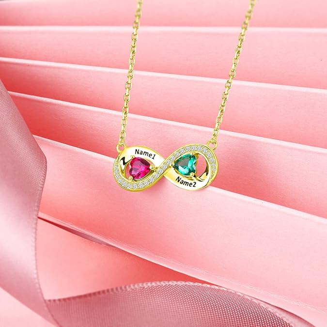 Personalized Name Birthstone Infinity Necklace In Gold Vermeil