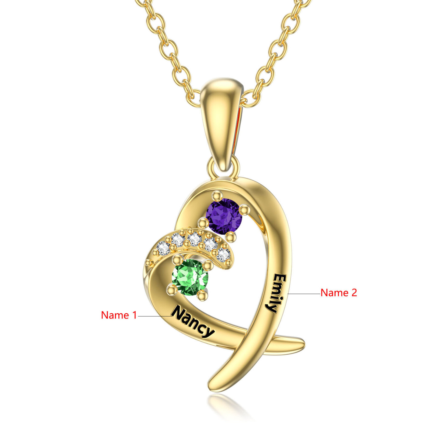 Valentina Zirconia Birthstone Necklace in Gold Vermeil-YAFEINI Personalized Jewelry