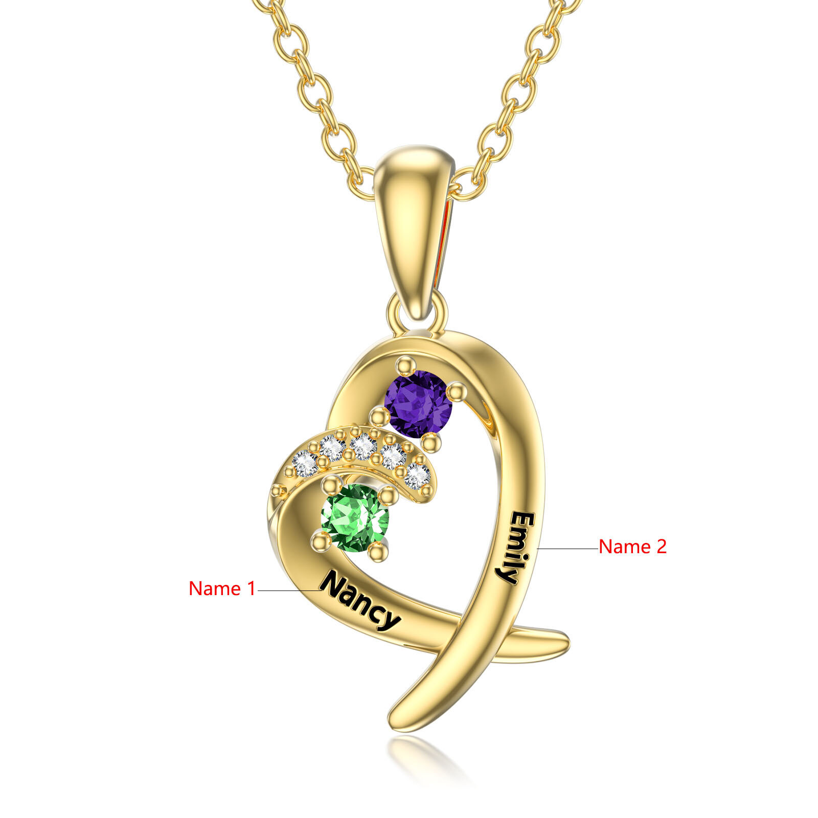 Valentina Zirconia Birthstone Necklace in Gold Vermeil-YAFEINI Personalized Jewelry
