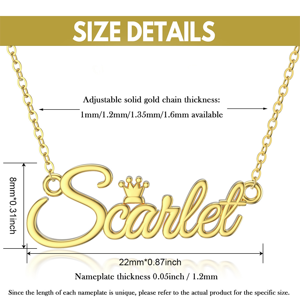 Regal Name Crown Necklace in 14K Solid Gold-YAFEINI Personalized Jewelry