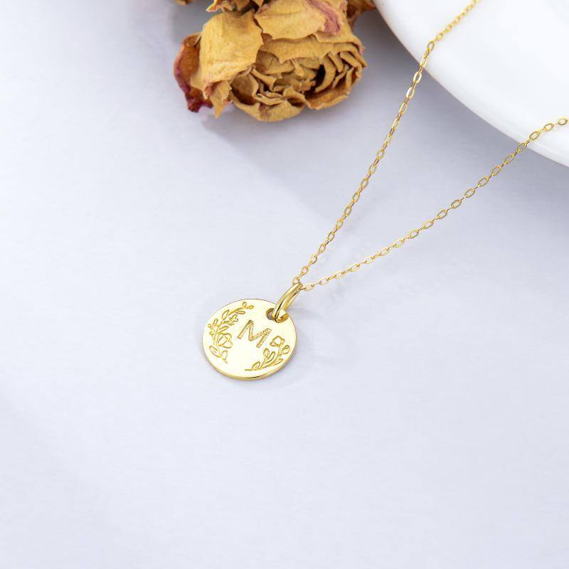 Sophisticated Coin Initial Necklace with Elegant Charm in 14K Solid Gold-YAFEINI Personalized Jewelry