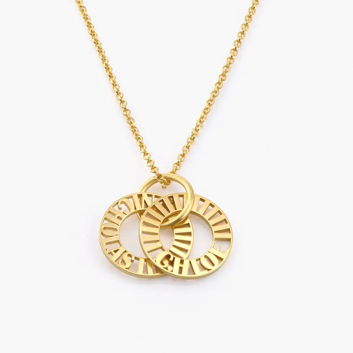 Refined Circle Engraved Name Necklace in 14K Solid Gold-YAFEINI Personalized Jewelry