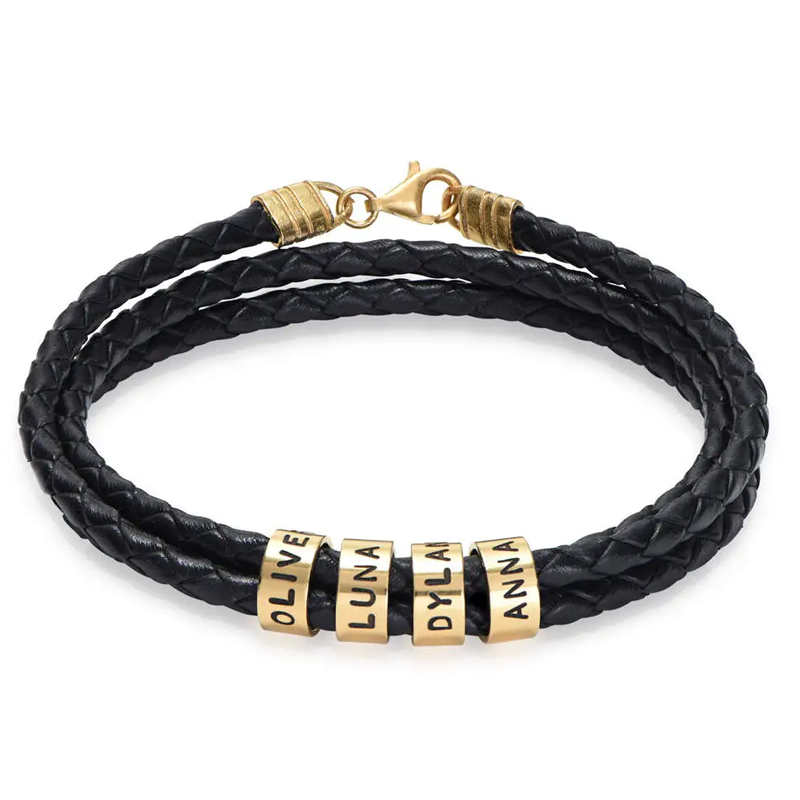 Personalized Name Chic Layered Bracelet in 14K Solid Gold-YAFEINI Personalized Jewelry