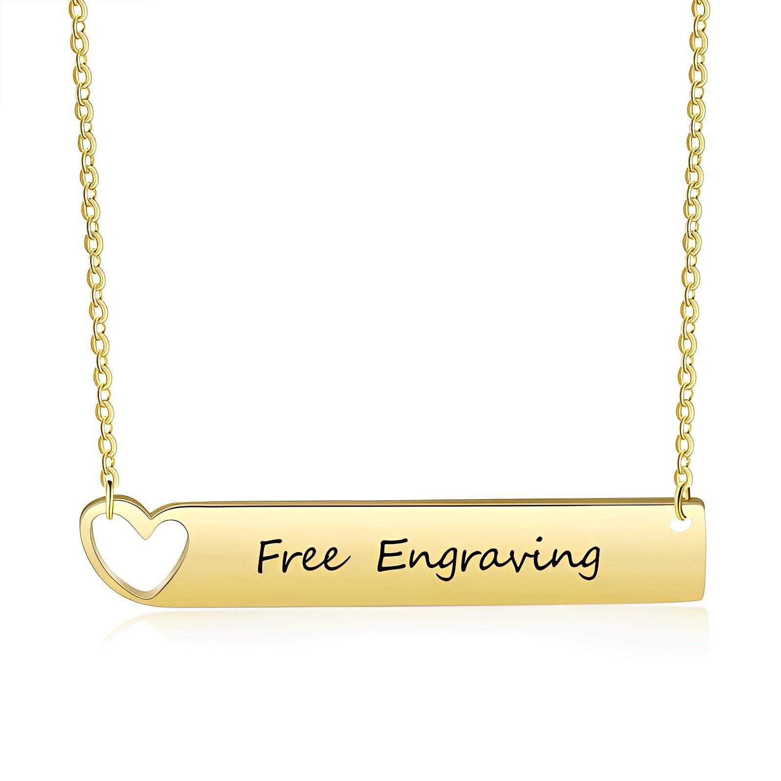 Infinite Elegance Bar Necklace with Engraving in 14K Solid Gold-YAFEINI Personalized Jewelry