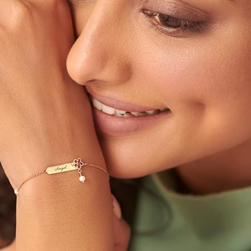 Luminous Birthstone Sparkle Bracelet in Gold Vermeil-YAFEINI Personalized Jewelry