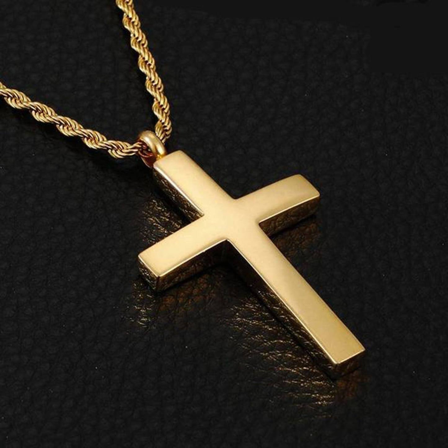 Heritage Cross Personalized Necklace for Men in 14K Solid Gold-YAFEINI Personalized Jewelry