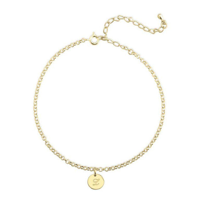 Elegant Initial Charm Bracelet in 14K Solid Gold-YAFEINI Personalized Jewelry