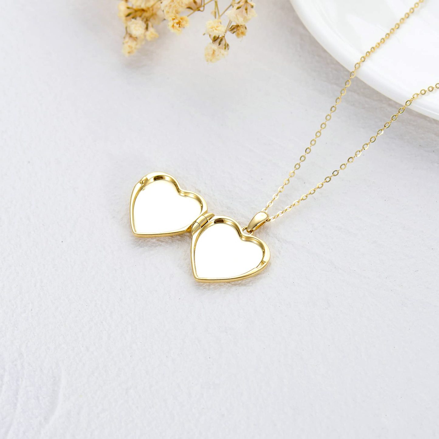 Personalized Heart Cubic Zirconia Cross with Custom Photo Pendant Necklace in Gold Vermeil-YAFEINI Personalized Jewelry