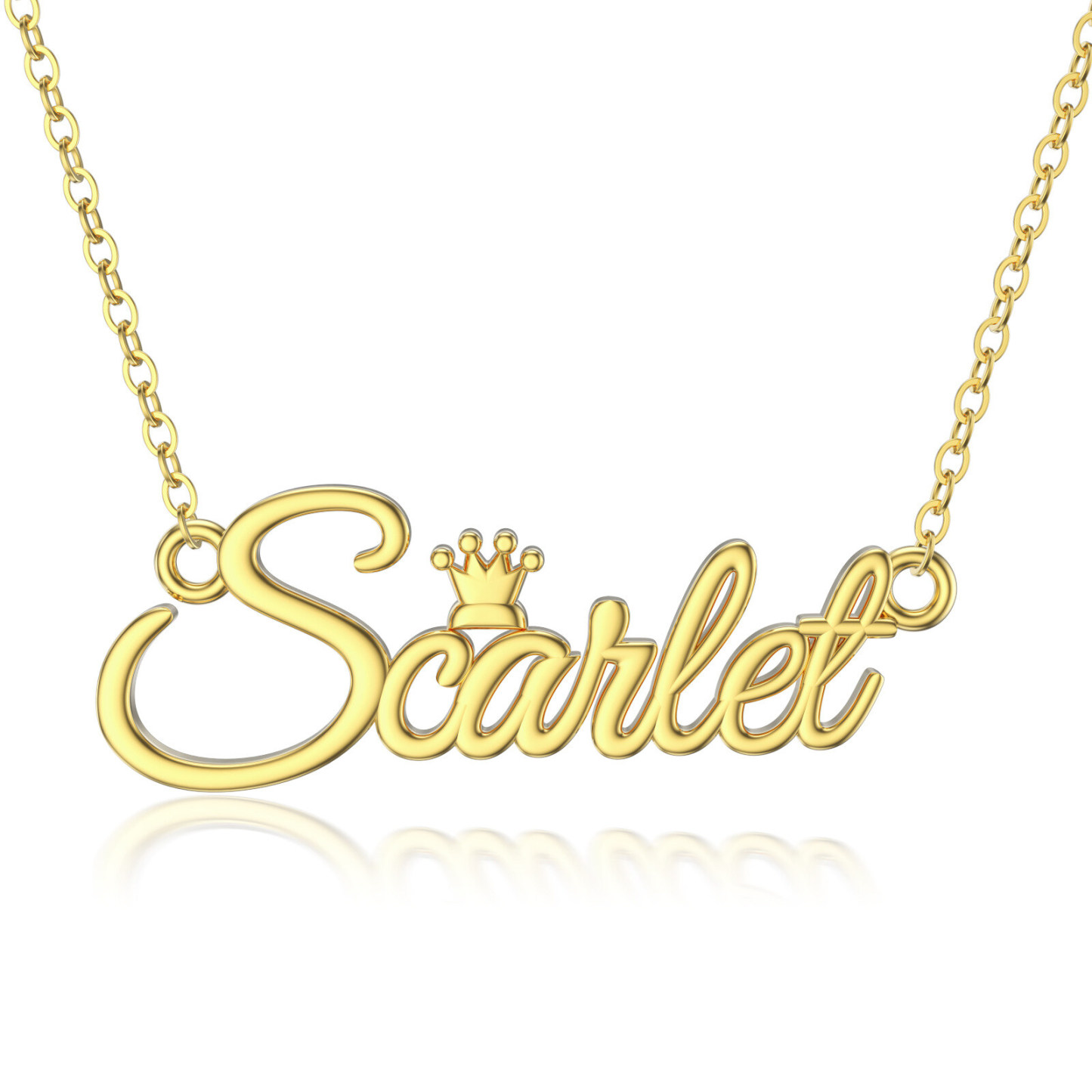 Regal Name Crown Necklace in 14K Solid Gold-YAFEINI Personalized Jewelry