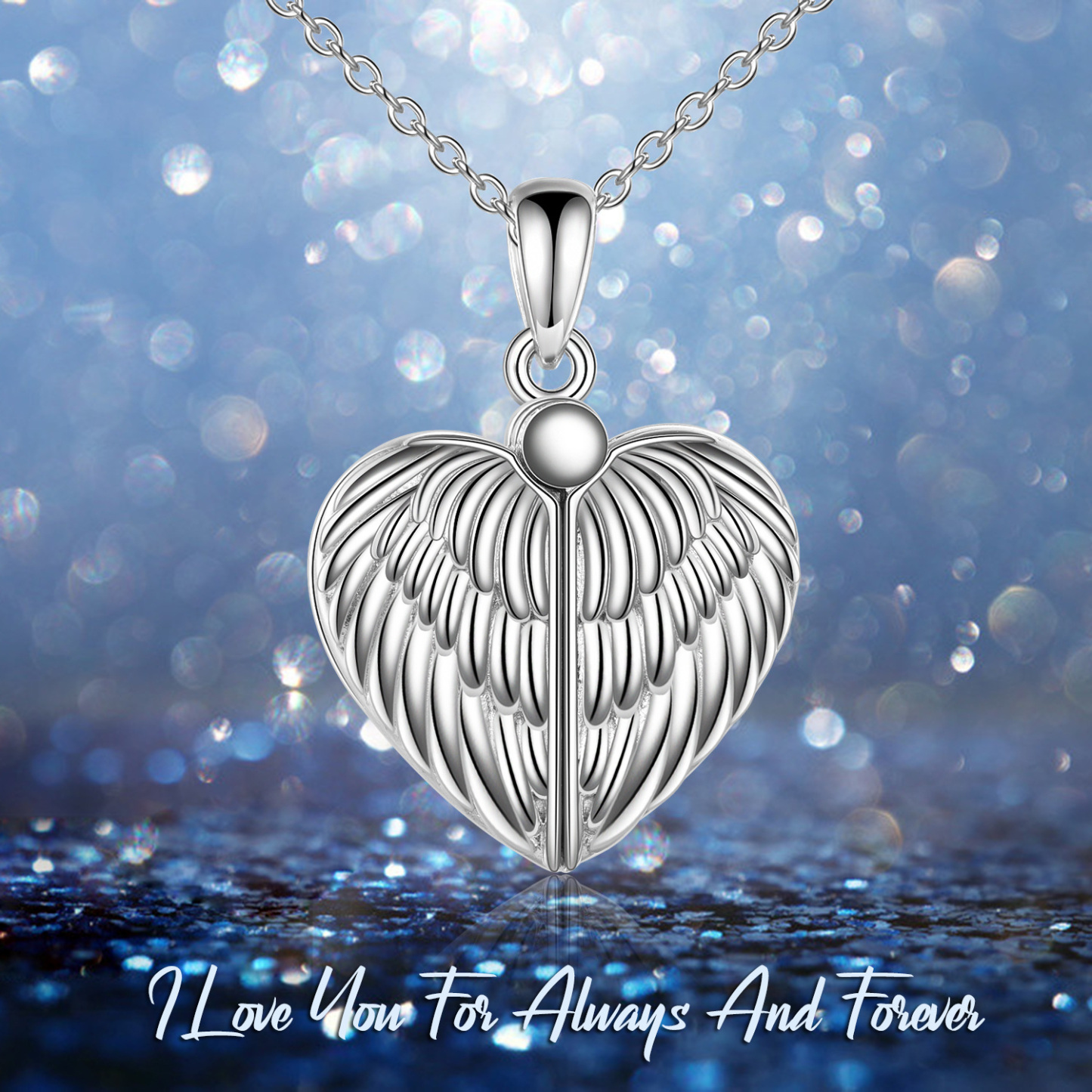 Angel Wings Personalized Photo Locket Necklace in Sterling Silver-YAFEINI Personalized Jewelry