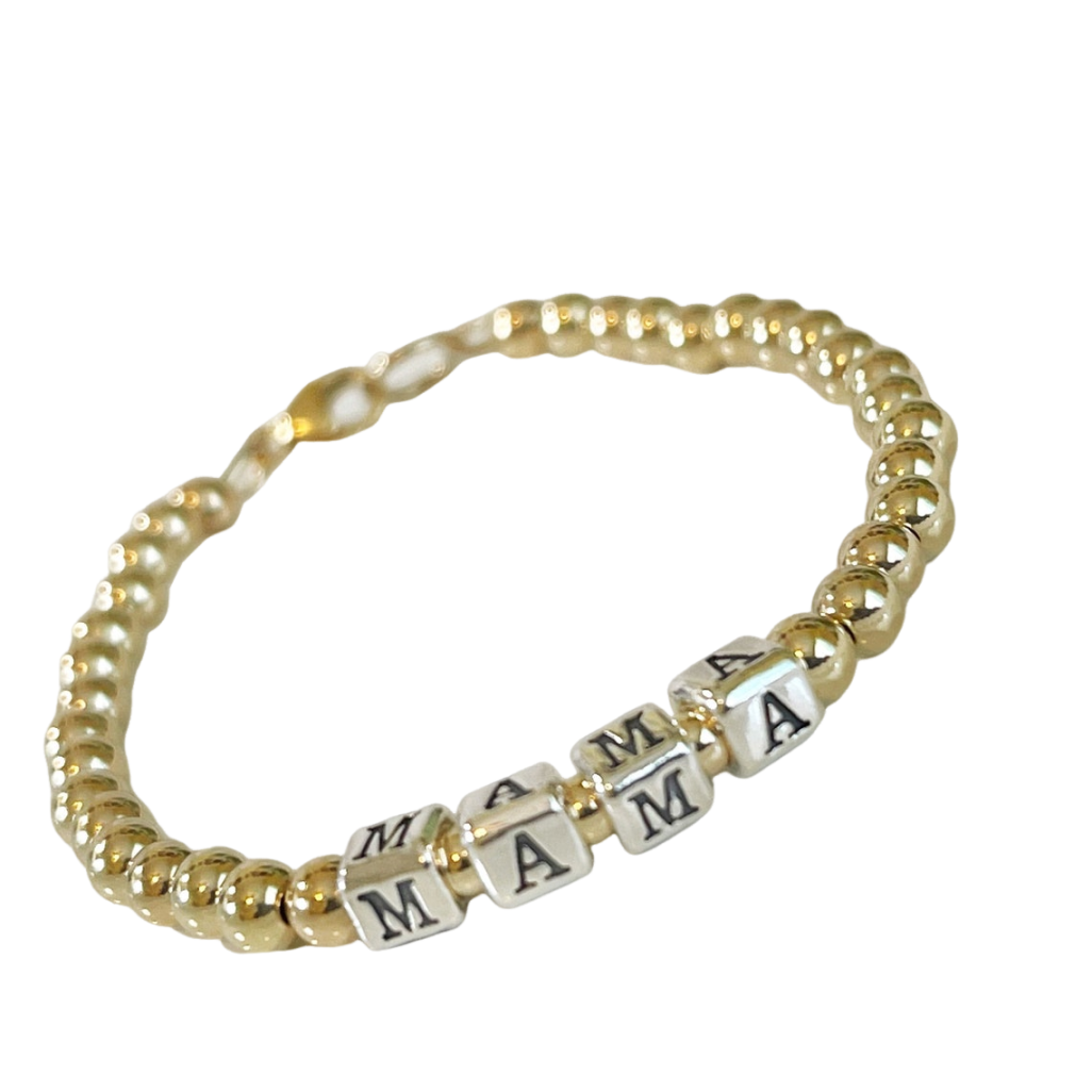 Sophisticated Name Bead Chain Bracelet in 14K Solid Gold-YAFEINI Personalized Jewelry