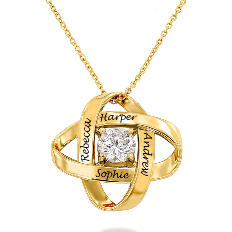 Radiant Harmony Birthstone Pendant Necklace with Engraving in Gold Vermeil-YAFEINI Personalized Jewelry