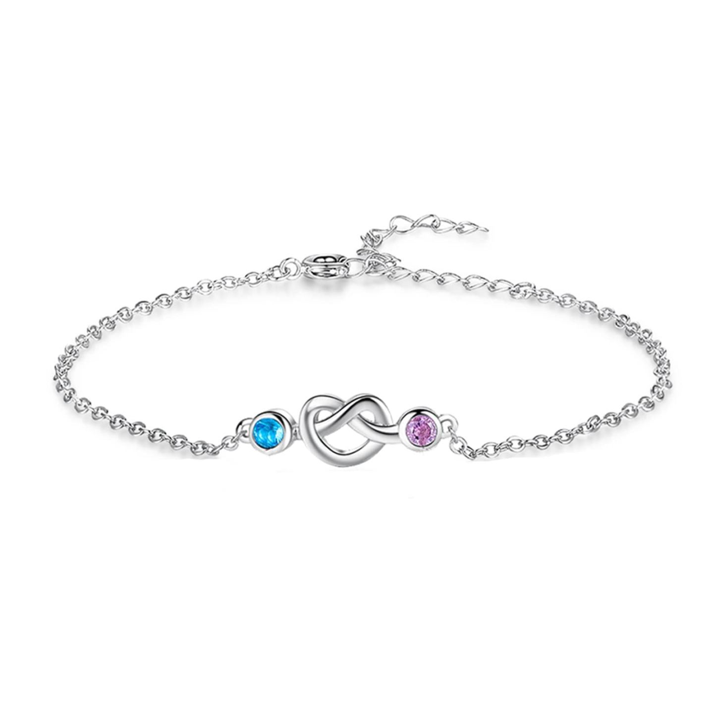 Heartfelt Birthstone Bracelet in Sterling Silver-YAFEINI Personalized Jewelry