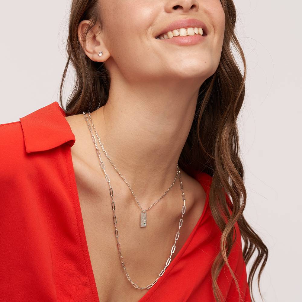 Blossom Birth Flower & Stone Link Necklace in Sterling Silver
