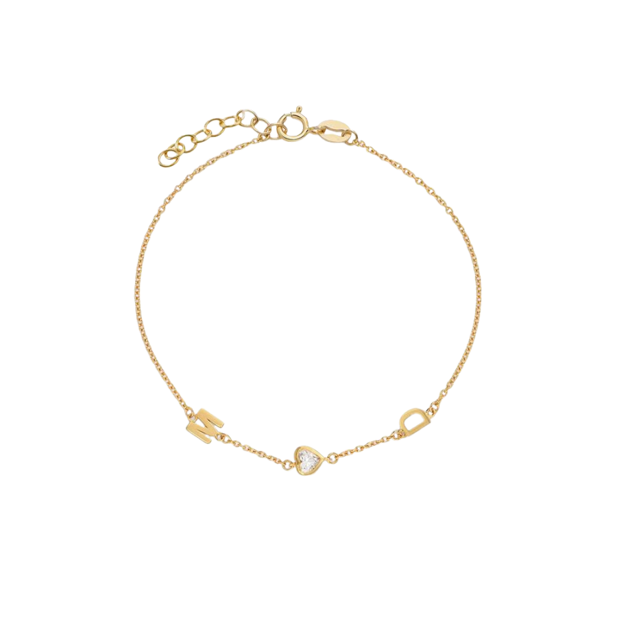 Brilliant Initial Lab Diamond Bracelet in 14K Solid Gold-YAFEINI Personalized Jewelry