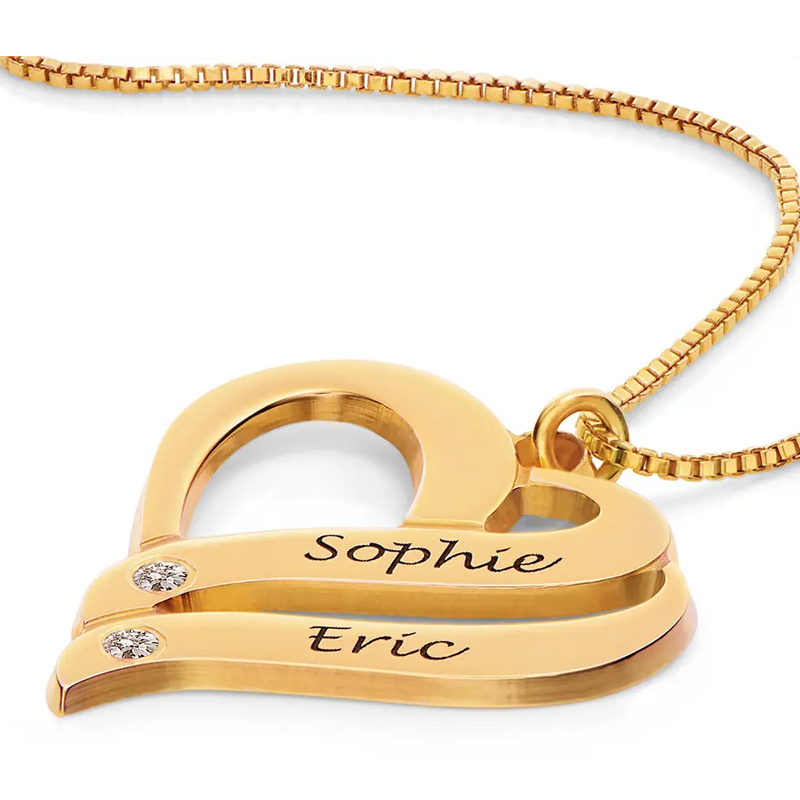 Enduring Romance Cubic Zirconia Necklace with Engraving in Gold Vermeil-YAFEINI Personalized Jewelry