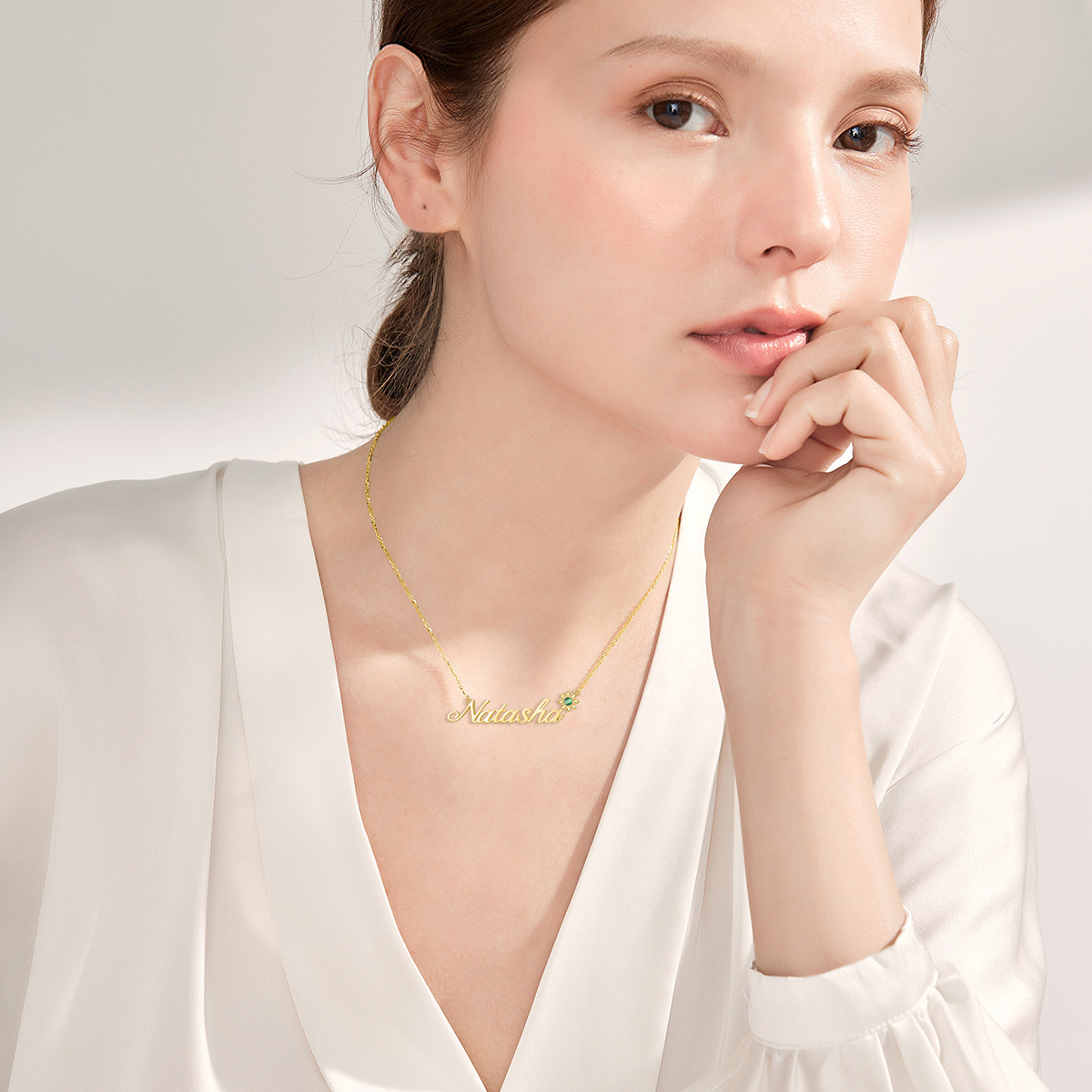 Gleaming Zirconia Birthstone Pendant Necklace in Gold Vermeil-YAFEINI Personalized Jewelry