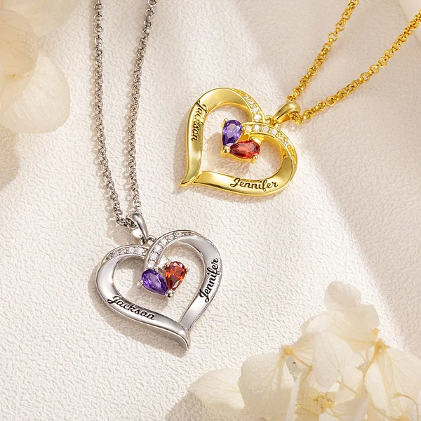 Personalized birthstone And Name Heart Pendant In Gold Vermeil