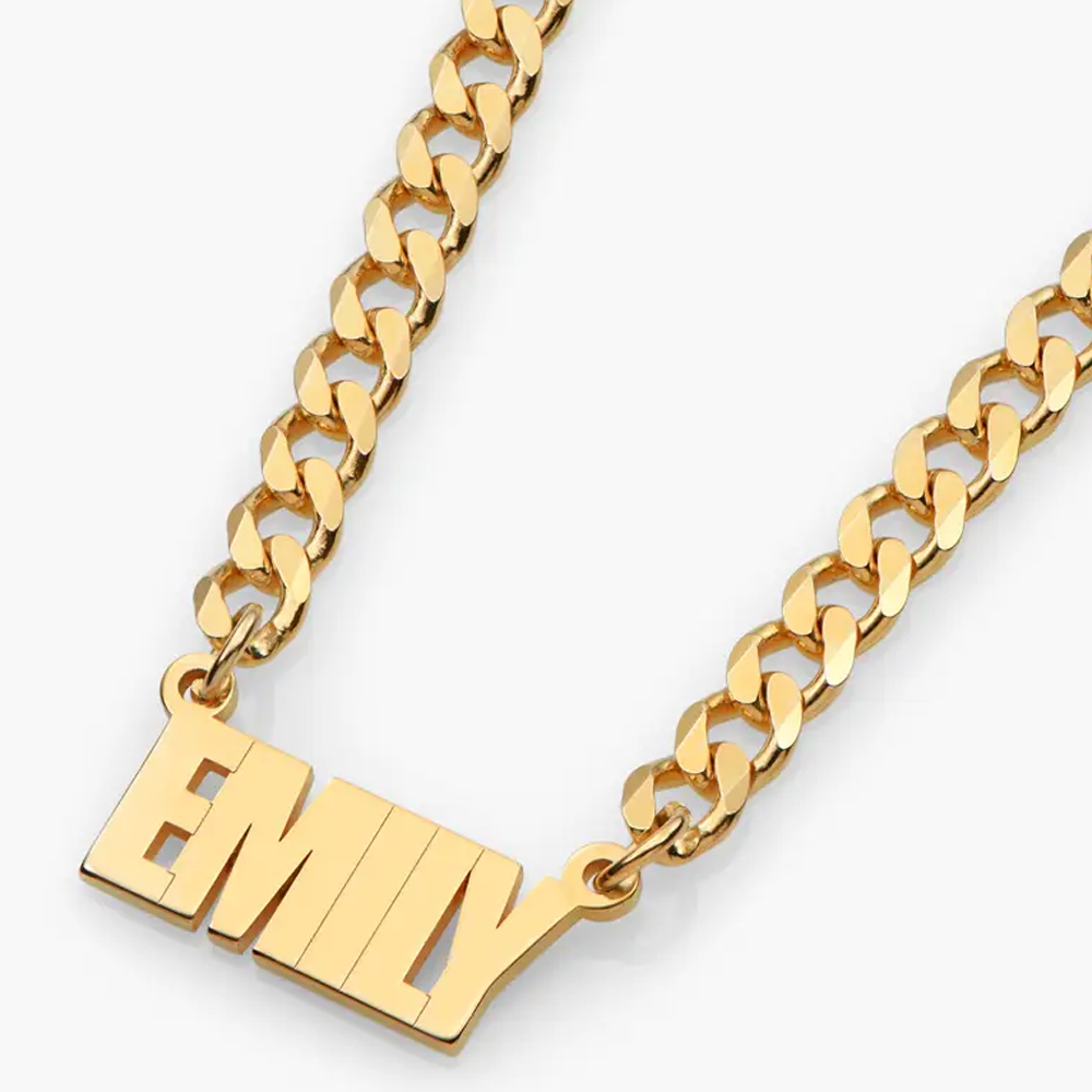 Timeless Personalized Name Pendant Necklace in Gold Vermeil-YAFEINI Personalized Jewelry