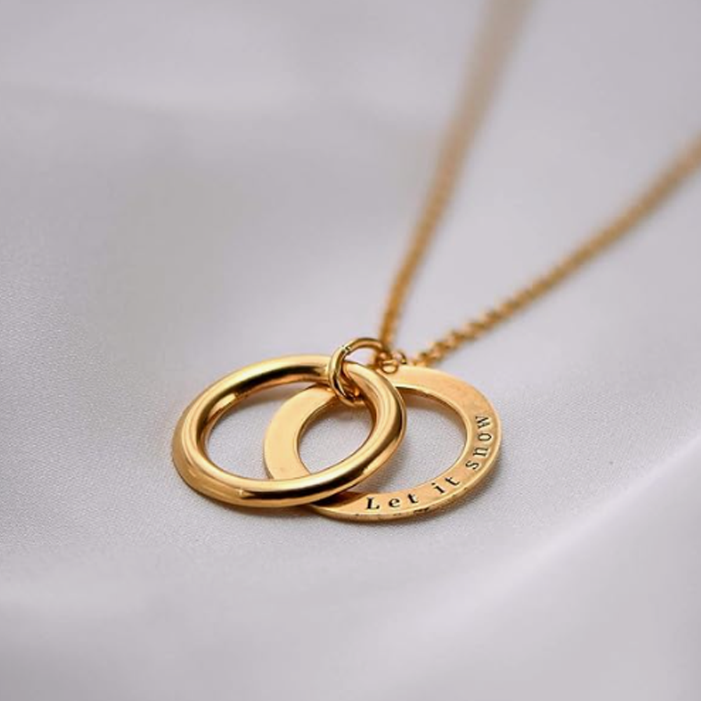 Signature Harmony Circle Name Necklace in 14K Solid Gold-YAFEINI Personalized Jewelry