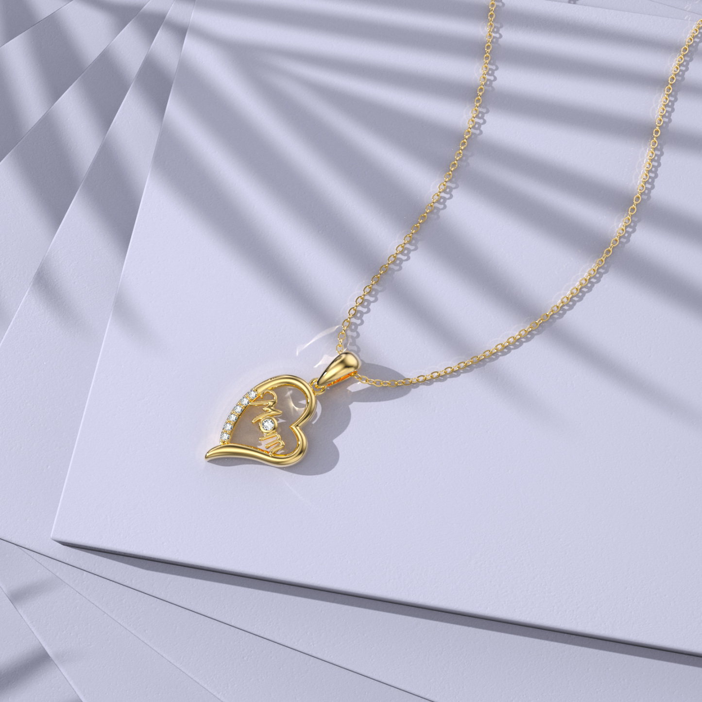 Round Crystal Mother Pendant Birthstone Necklace in Gold Vermeil-YAFEINI Personalized Jewelry