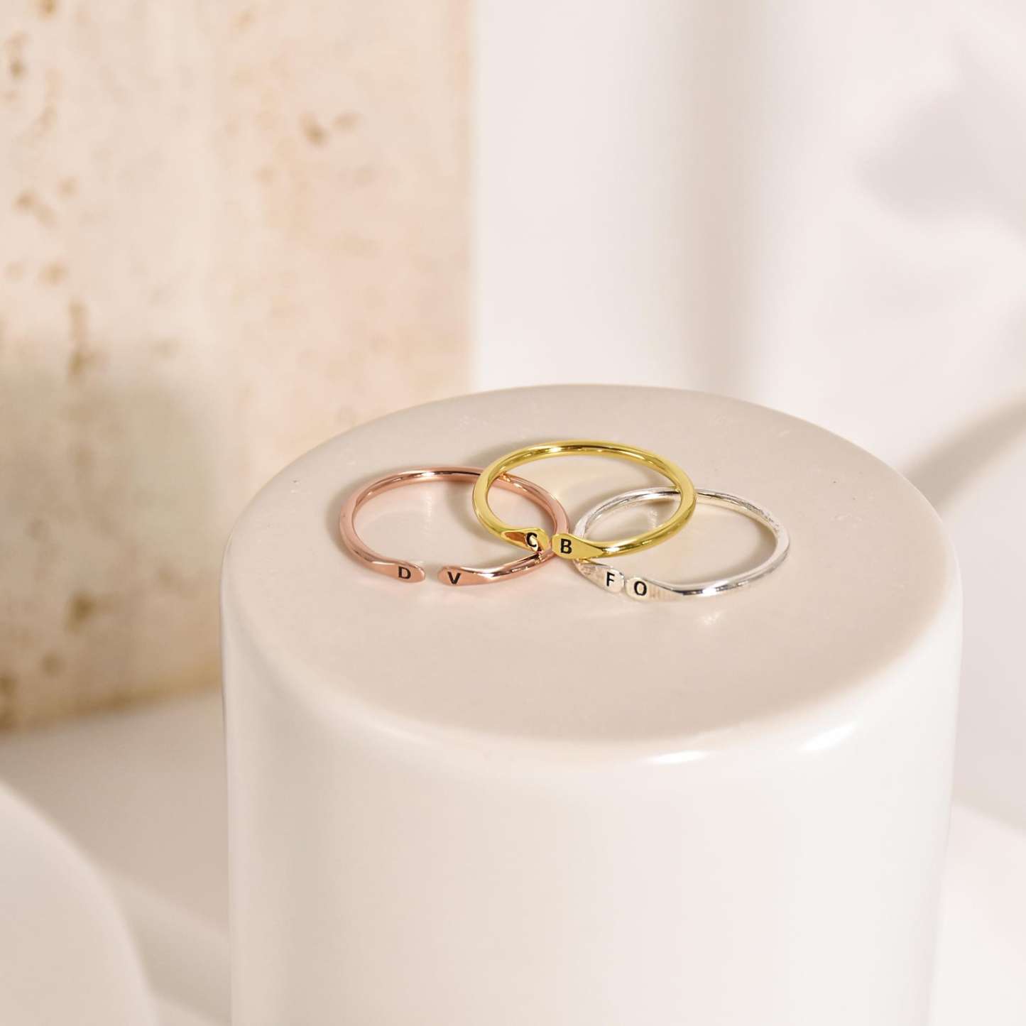Adjustable Skinny Letter Ring in Sterling Silver