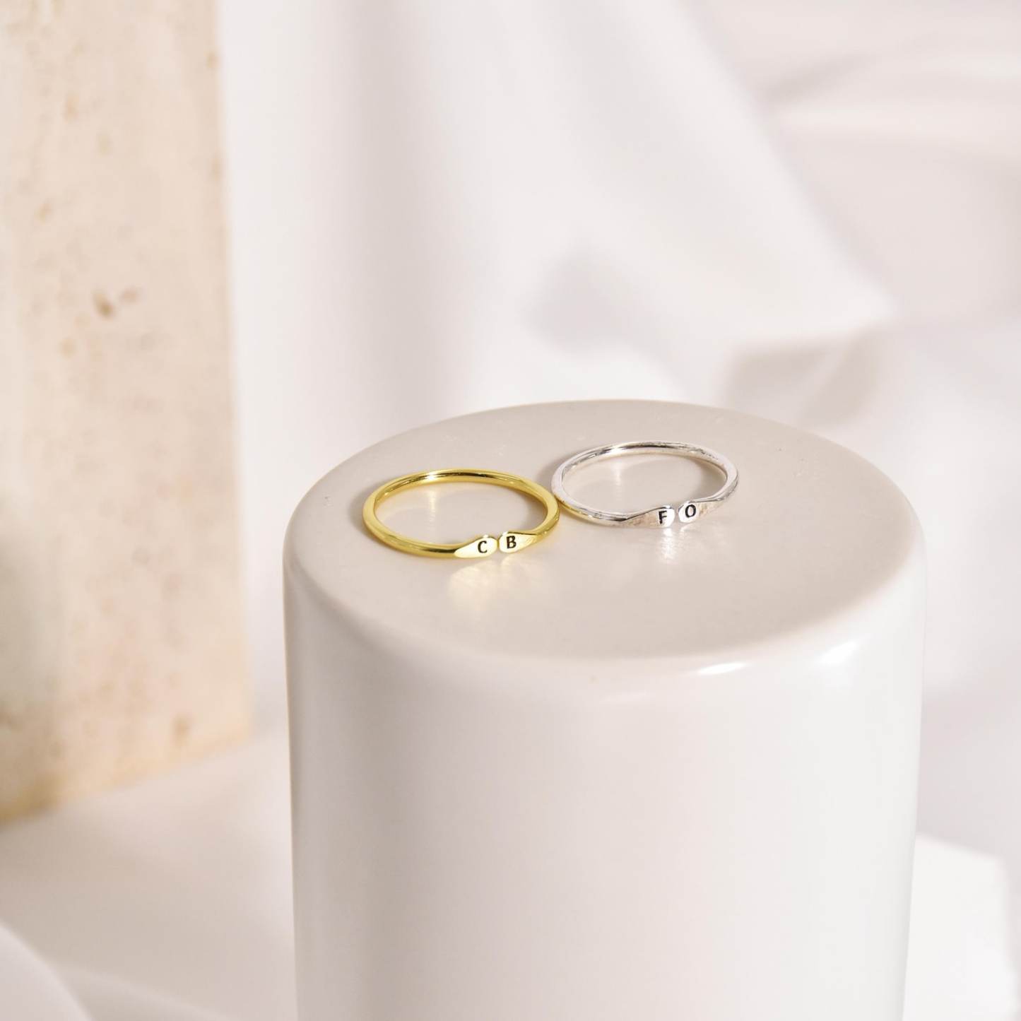 Adjustable Skinny Letter Ring in Sterling Silver