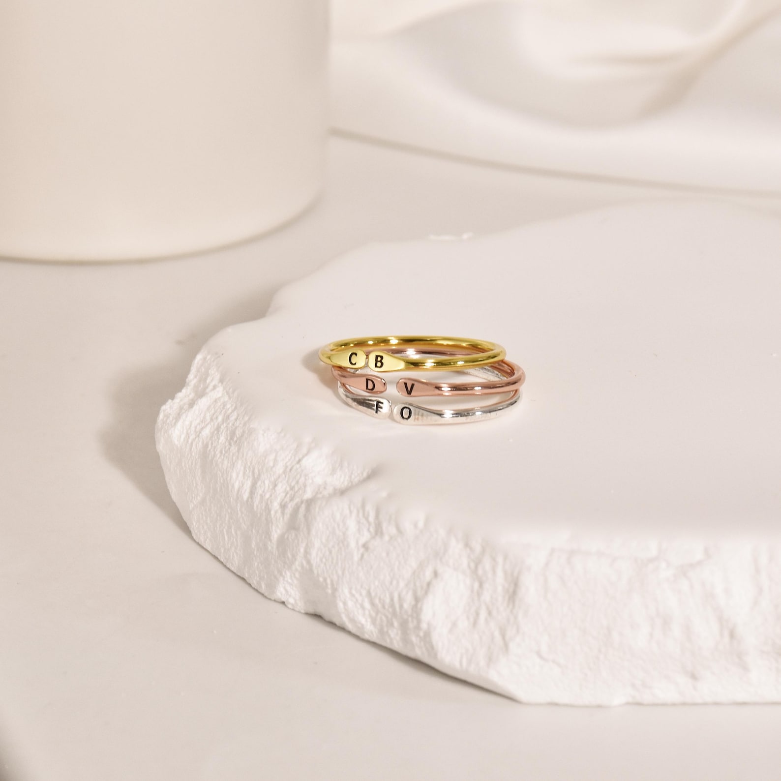 Adjustable Skinny Letter Ring in Sterling Silver