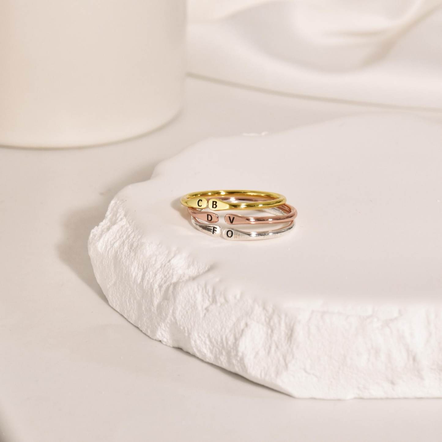 Adjustable Skinny Letter Ring in Sterling Silver