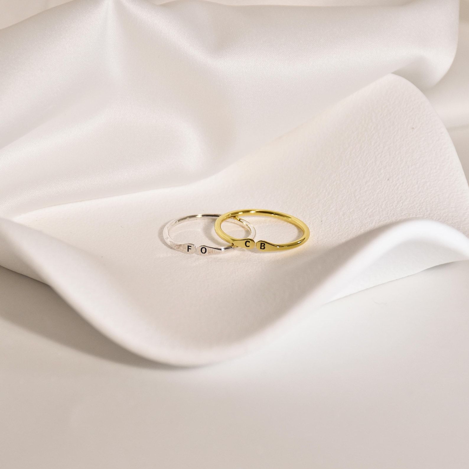 Adjustable Skinny Letter Ring in Sterling Silver
