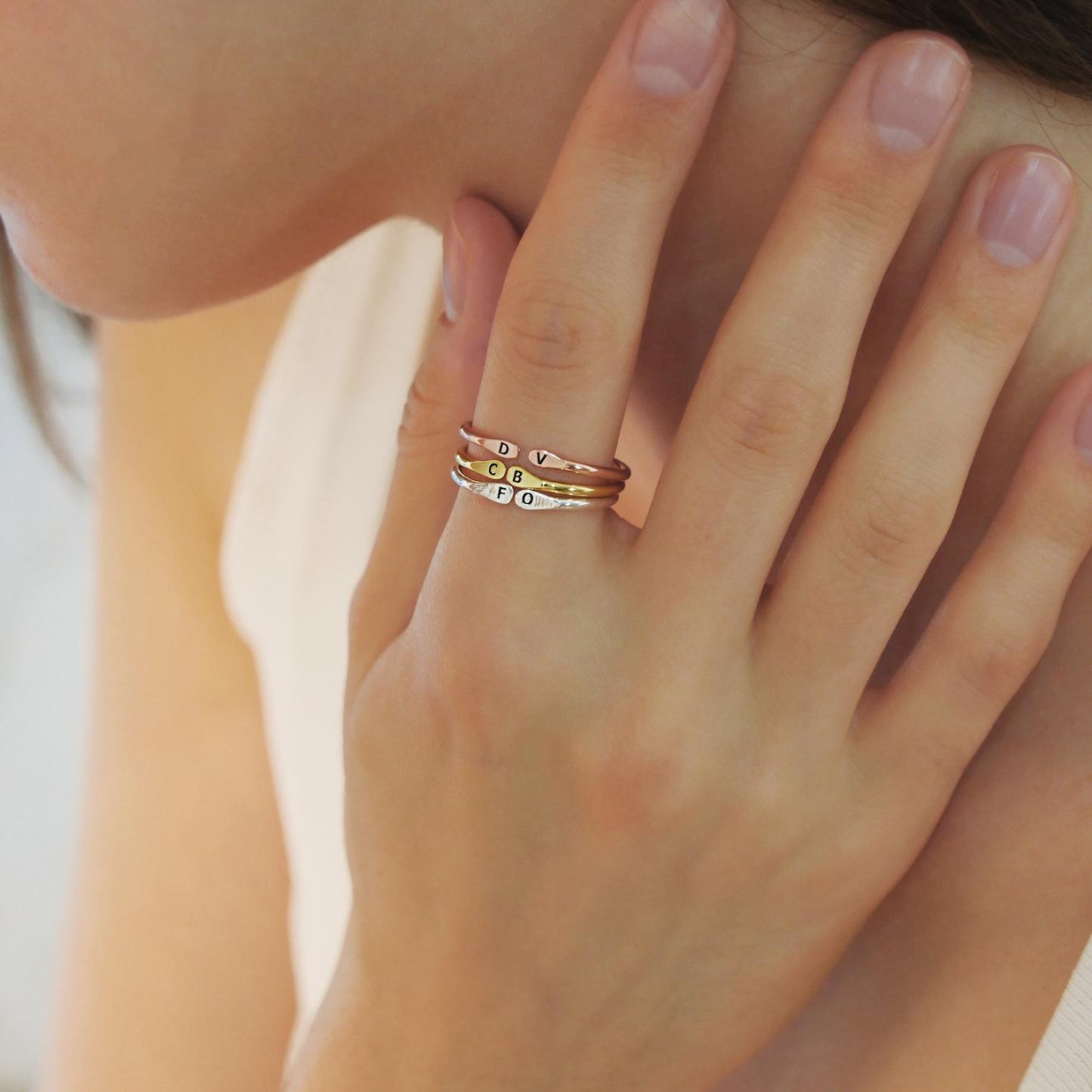 Adjustable Skinny Letter Ring in Sterling Silver