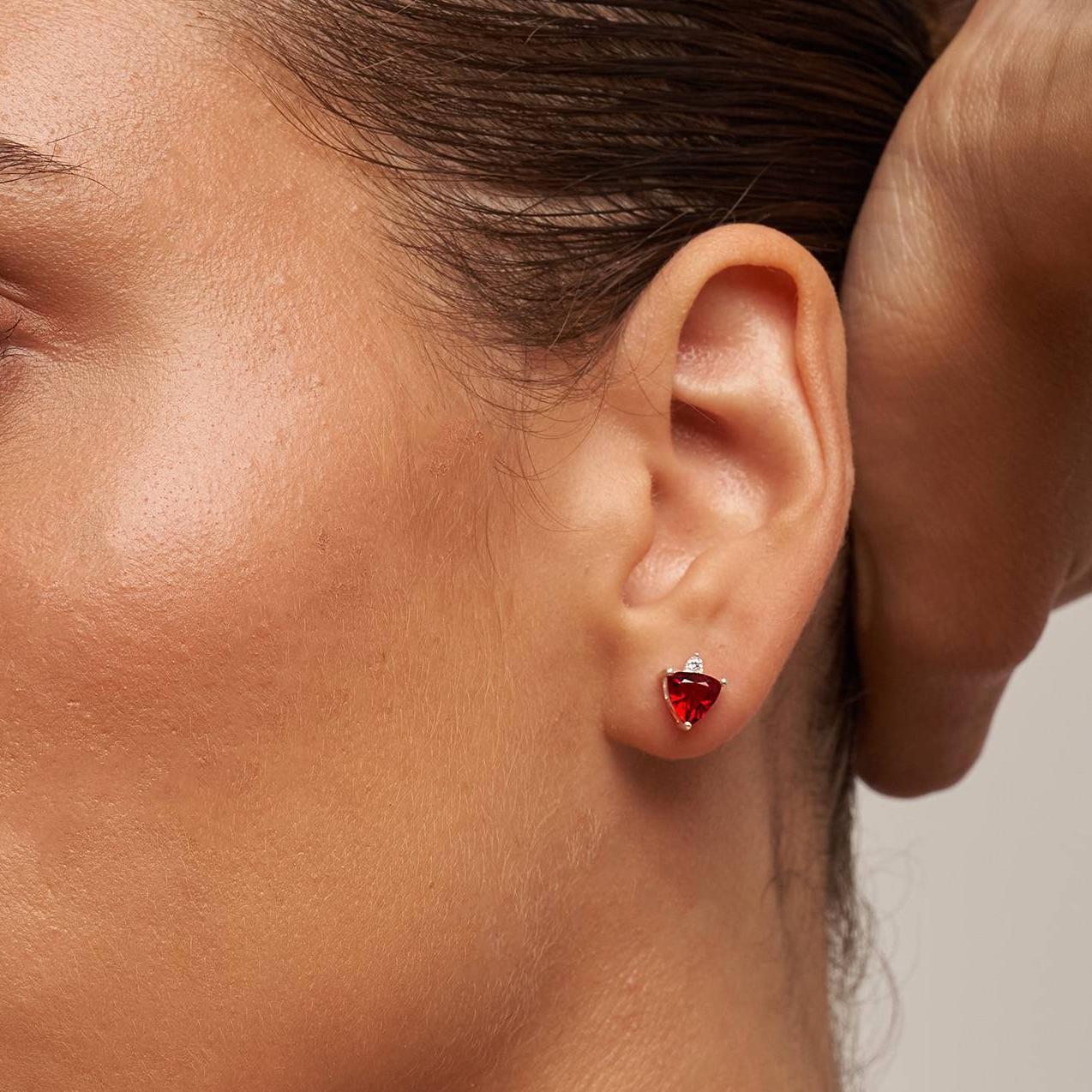 Dawn Birthstone Stud Earrings in Sterling Silver