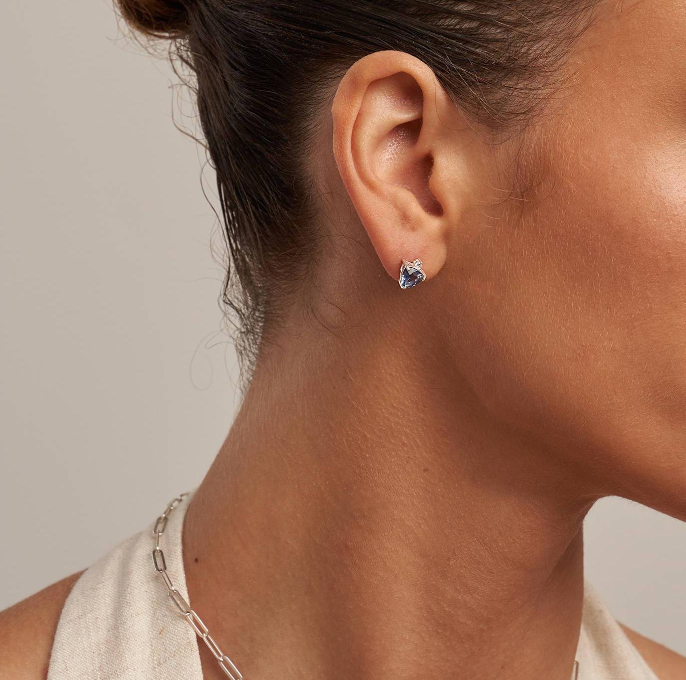 Dawn Birthstone Stud Earrings in Sterling Silver