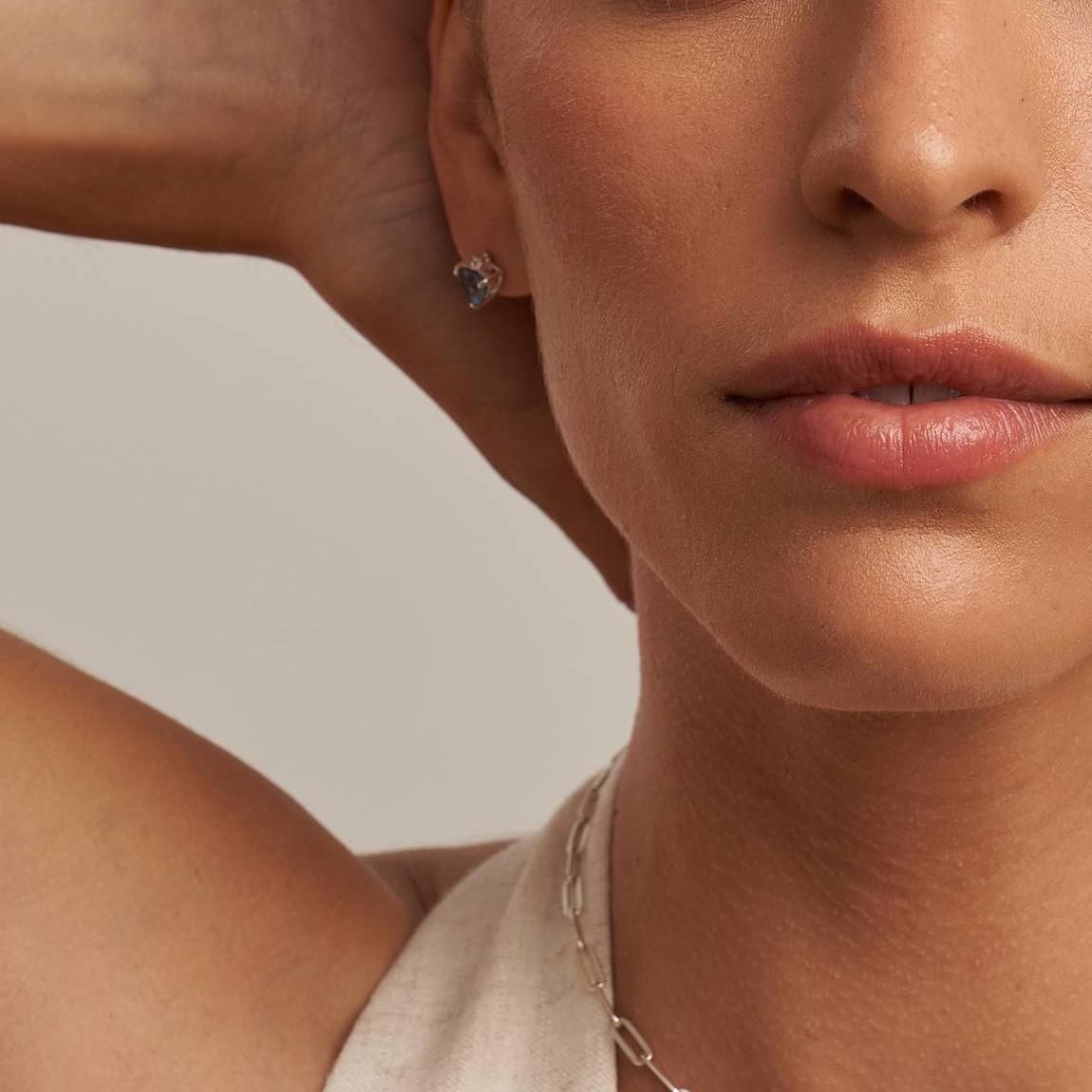 Dawn Birthstone Stud Earrings in Sterling Silver