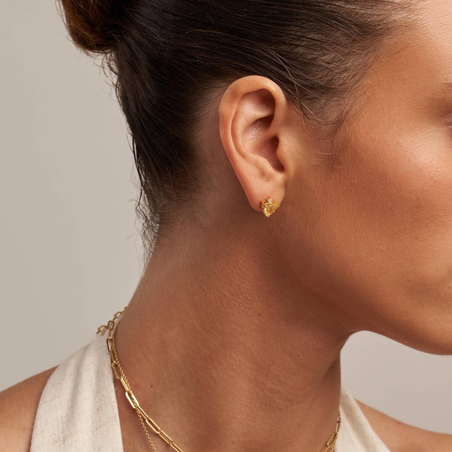 Dawn Birthstone Stud Earrings in Gold Vermeil