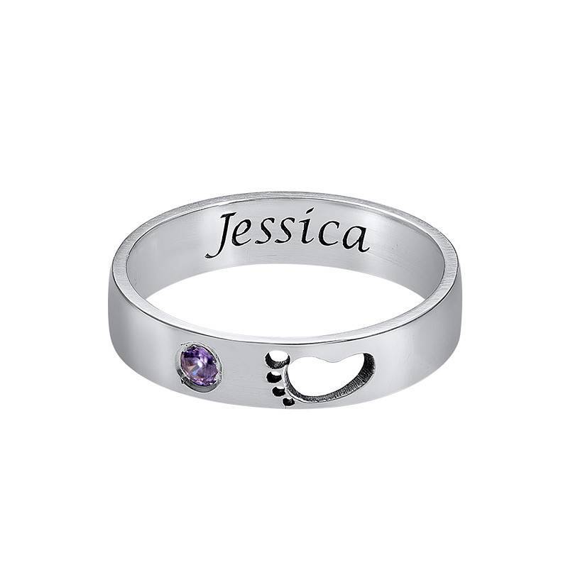 Baby Feet Ring with Inner Engraving in Sterling Silver