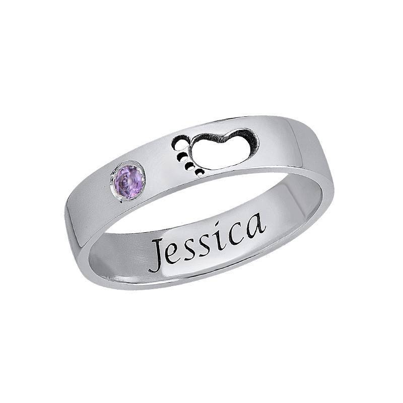 Baby Feet Ring with Inner Engraving in Sterling Silver