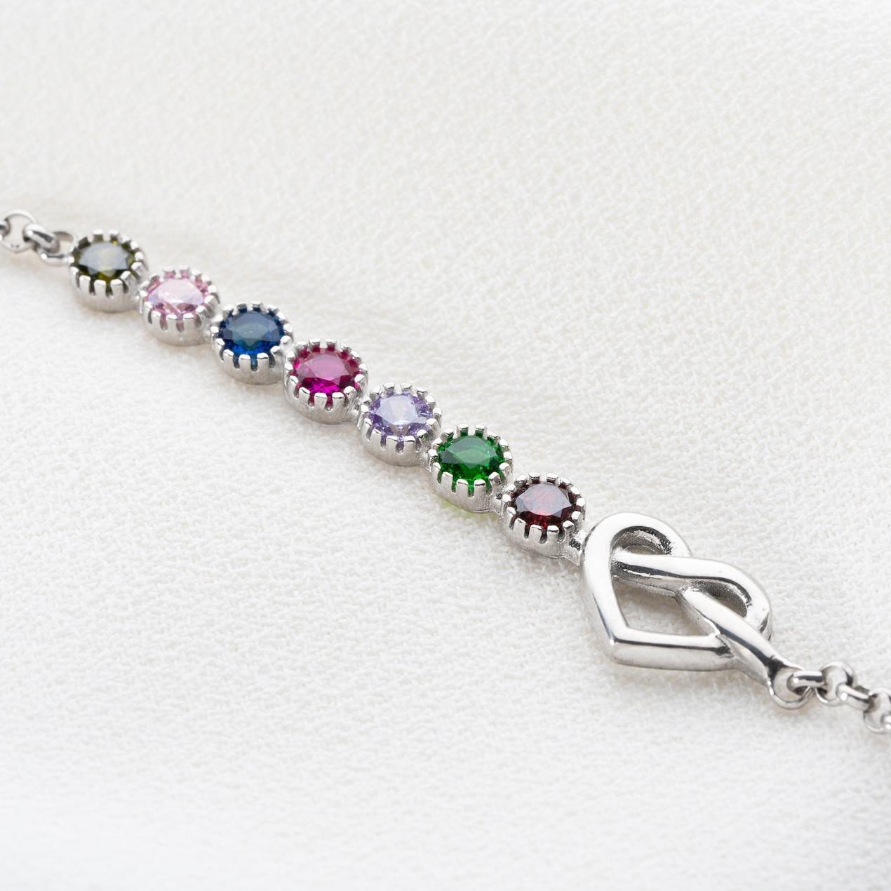Personalized Love Knot Bracelet with Birthstone in Sterling Silver
