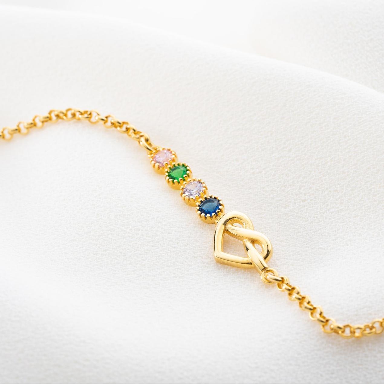 Personalized Love Knot Bracelet with Birthstone in Sterling Silver