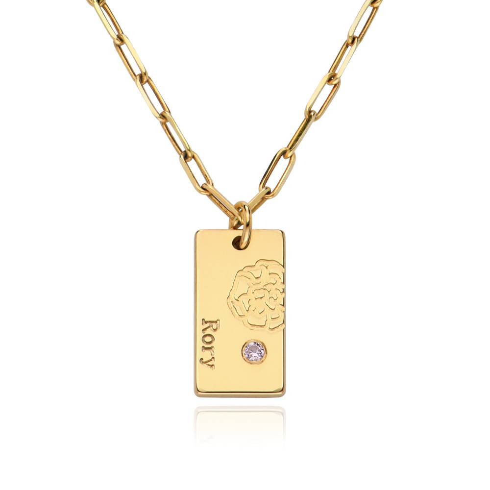 Blossom Birth Flower & Stone Link Necklace in Gold Plating
