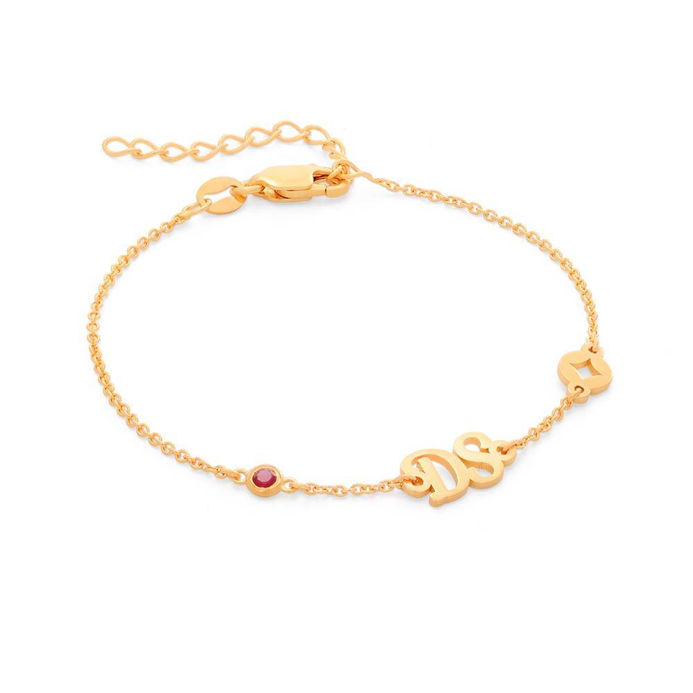 Star Initial Bracelet / Anklet with Birthstone in Gold Vermeil
