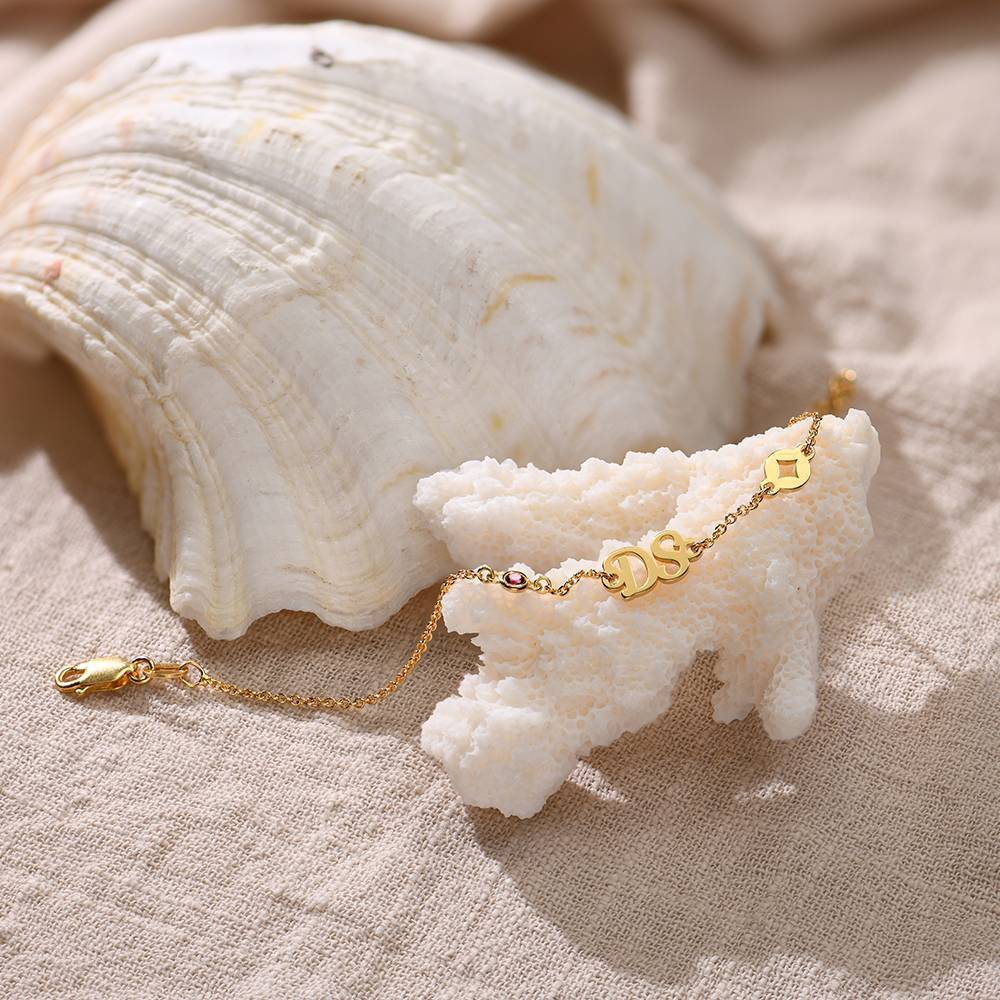 Star Initial Bracelet / Anklet with Birthstone in Gold Vermeil