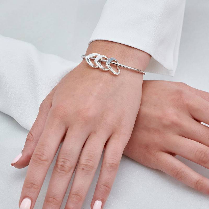 Chelsea Bangle with Heart Pendants in Sterling Silver