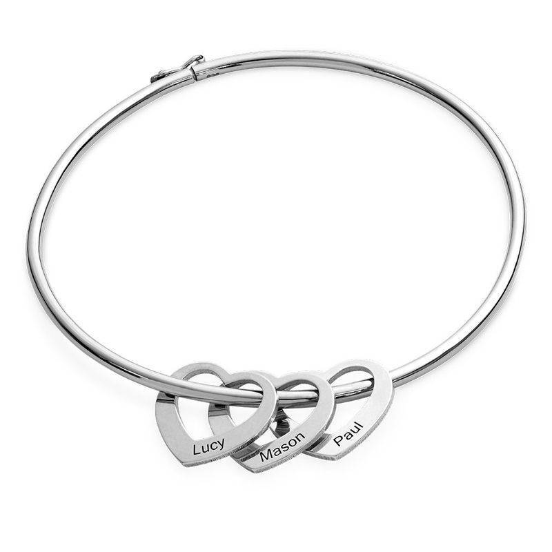 Chelsea Bangle with Heart Pendants in Sterling Silver