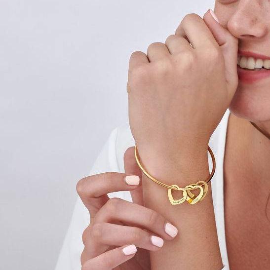 Chelsea Bangle with Heart Pendants in Gold Vermeil