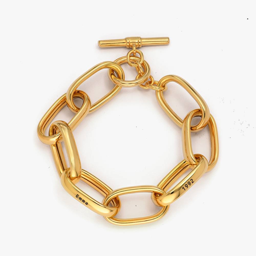 Chunky Paperclip Bracelet With Engraving in Gold Vermeil