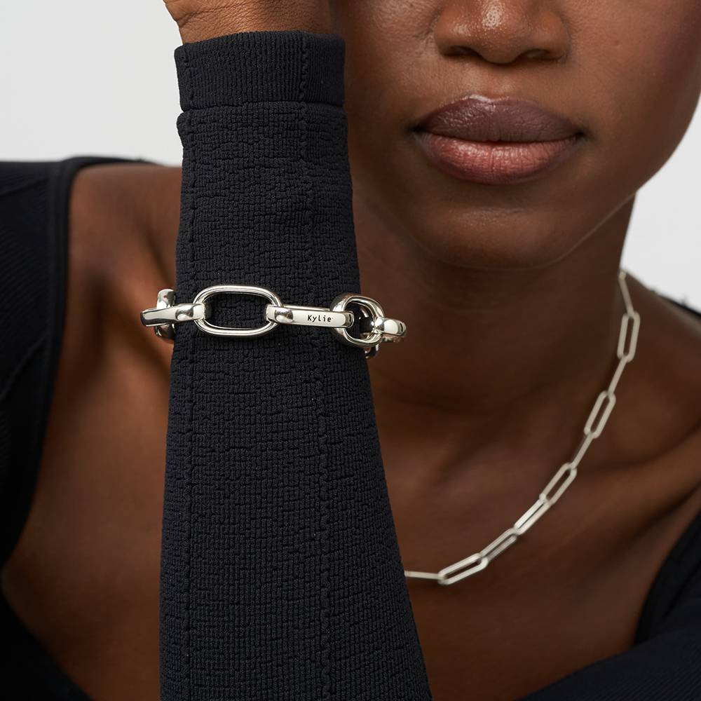 Chunky Paperclip Bracelet With Engraving in Sterling Silver