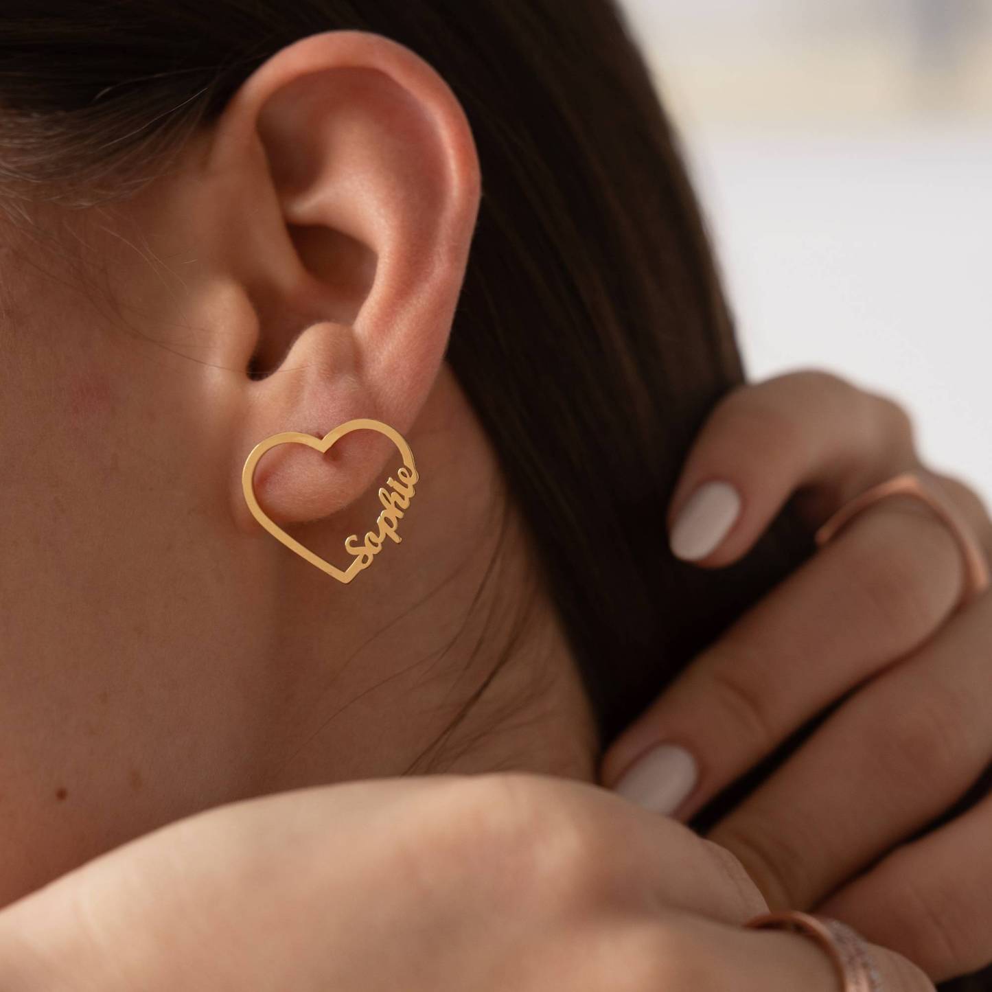 Contour Heart Name Earrings in Gold Vermeil