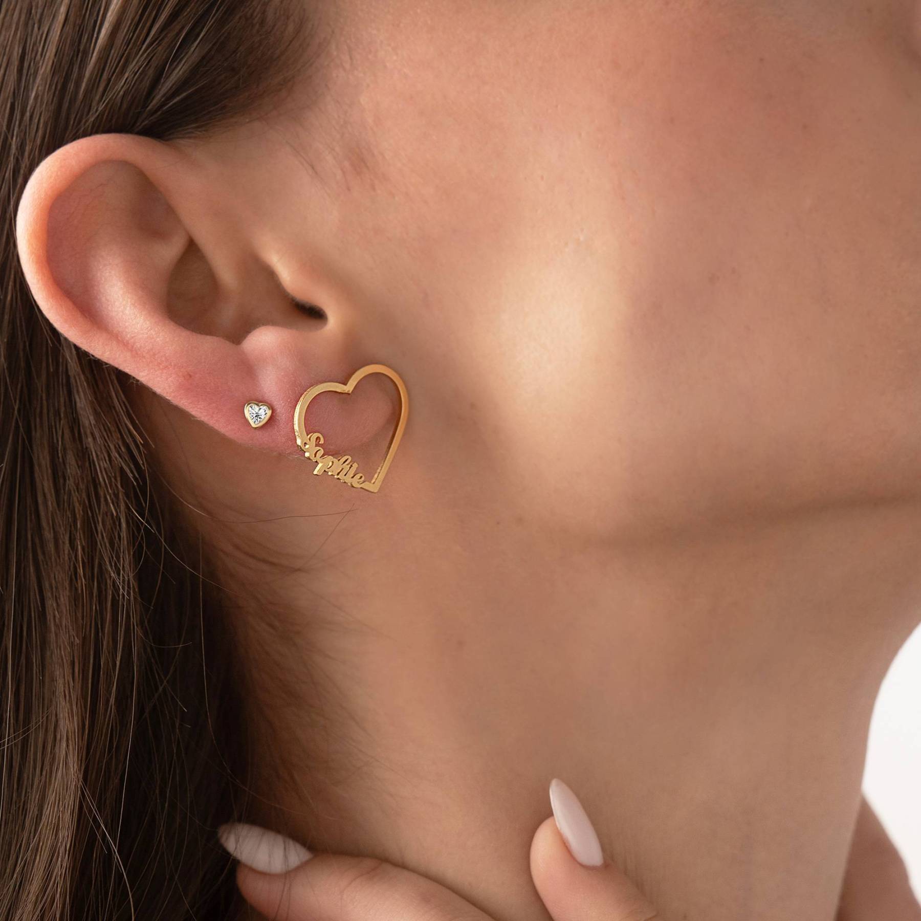 Contour Heart Name Earrings in Gold Vermeil
