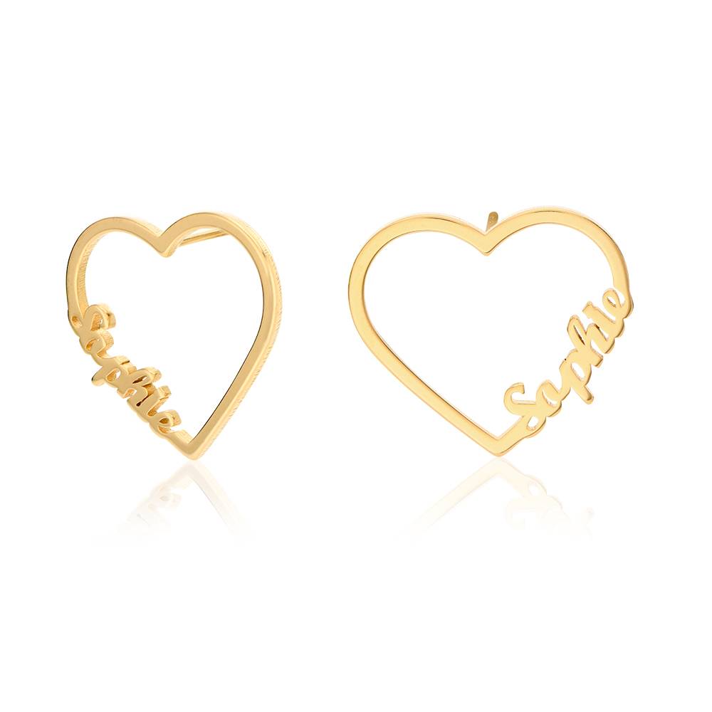 Contour Heart Name Earrings in Gold Vermeil